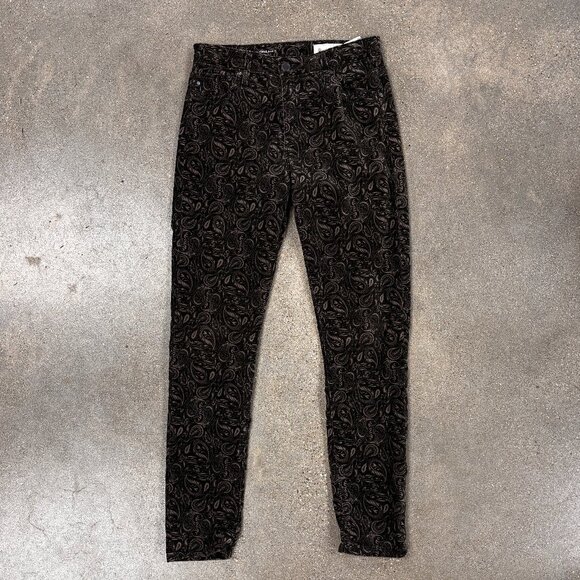 Anthropologie AG The Stevie Velvet High Rise Skinny Jeans Paisley Print - Picture 5 of 7